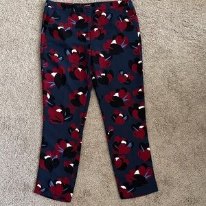 Kookai Navy and Red Floral Trousers